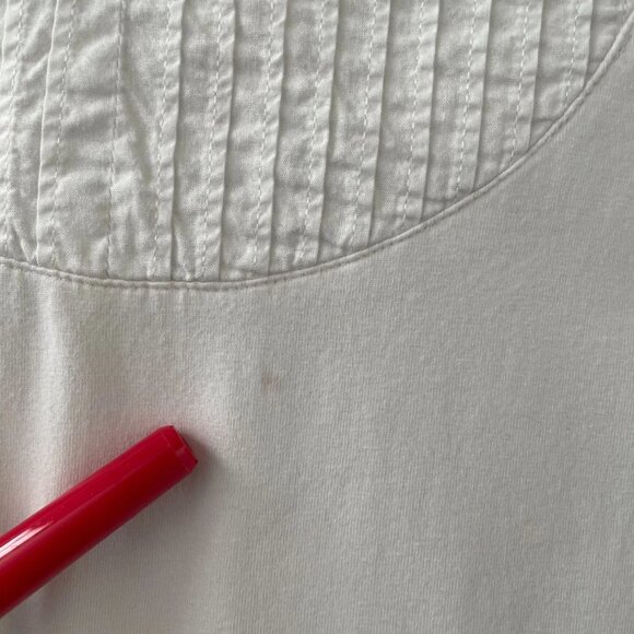 Chico's Womens White Collared Pintuck Pleated Detail Polo Tee Size 2 US Large - Picture 5 of 8